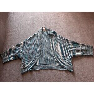 Tulle Open Front Cardigan Womens Medium M Blue knit Acrylic